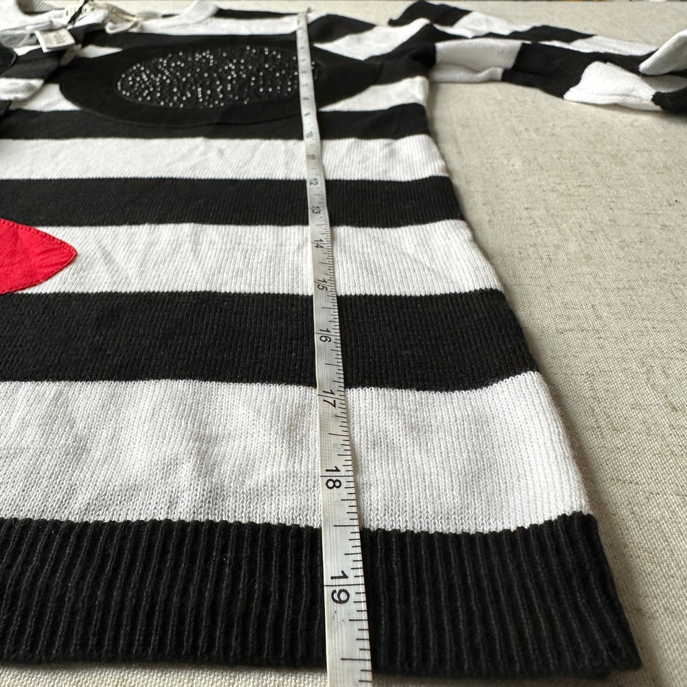 NWT Alice + Olivia Stacey Face Striped Cardigan Black White Sequin S - Picture 15 of 16